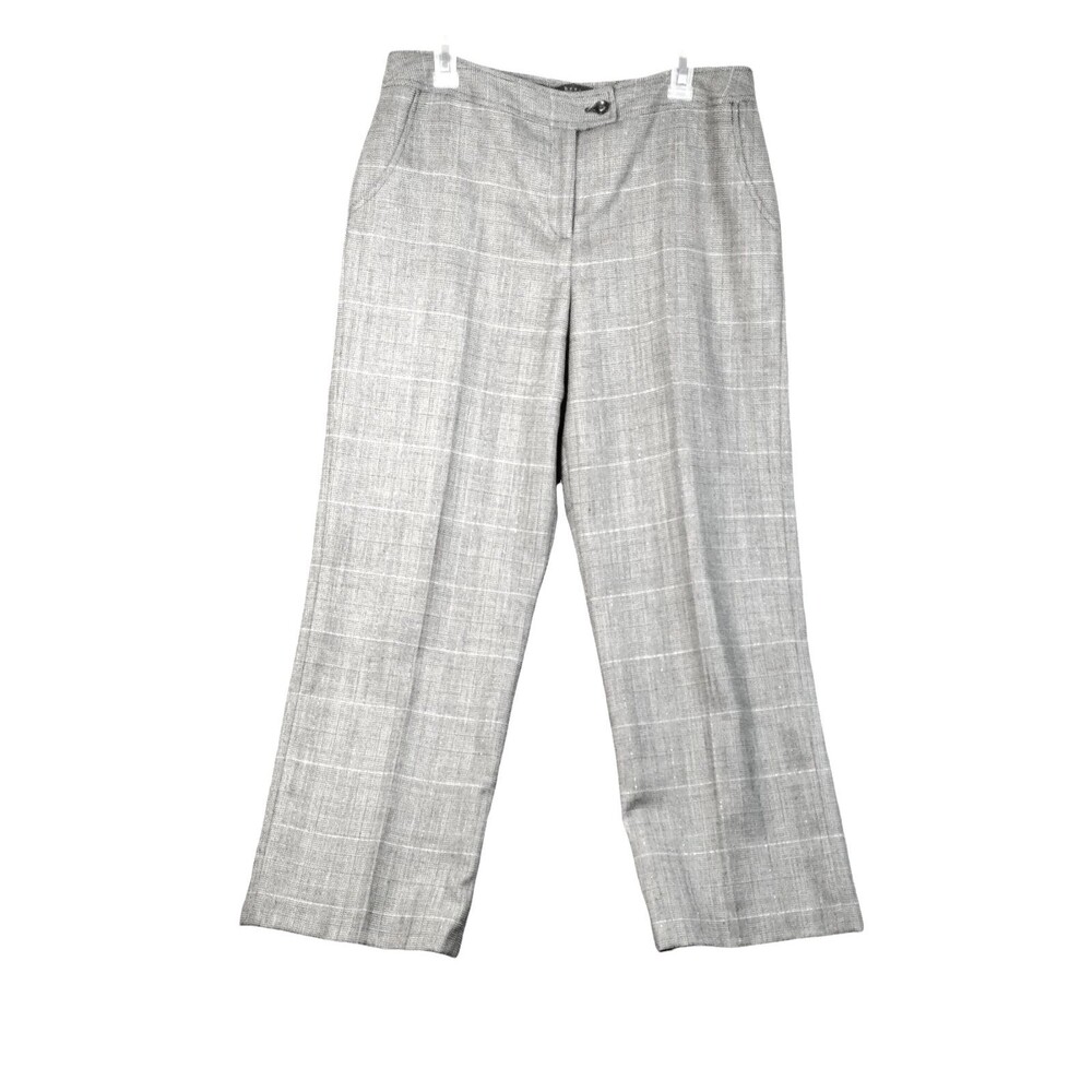 Harve Bernard Trousers Women's 14P Wool Black White Pockets Lined Houndstooth